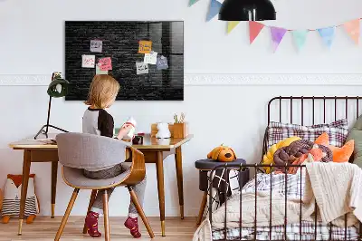 Glazen memobord met print inclusief neodymium magneten donkere bakstenen muur