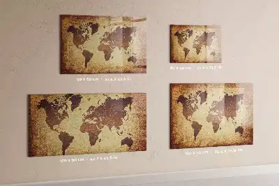 Magnetisch planbord van bedrukt glas met afbeelding van een oude wereldkaart