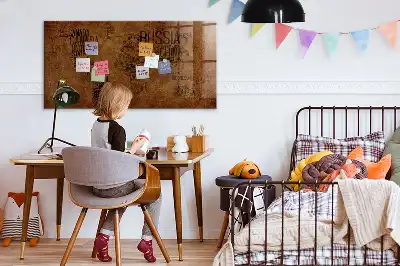 Magnetisch glazen planbord met wereldkaart met landnamen