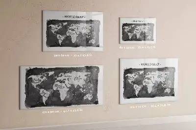 Glazen memobord met wereldkaartprint inclusief neodymium magneten