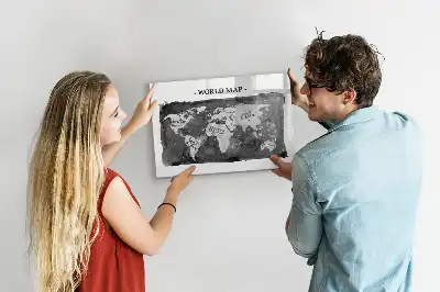 Glazen memobord met wereldkaartprint inclusief neodymium magneten