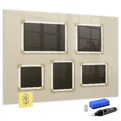 Magnetisch planbord van bedrukt glas uitvoering retro frames