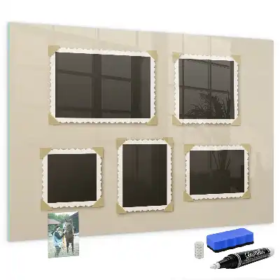 Magnetisch planbord van bedrukt glas uitvoering retro frames
