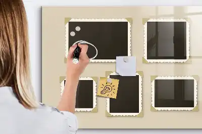 Magnetisch planbord van bedrukt glas uitvoering retro frames