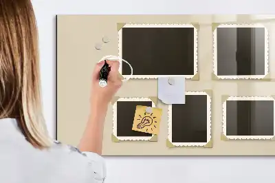 Magnetisch planbord van bedrukt glas uitvoering retro frames