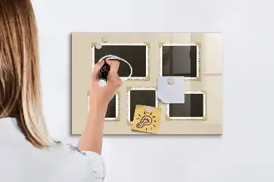 Magnetisch planbord van bedrukt glas uitvoering retro frames
