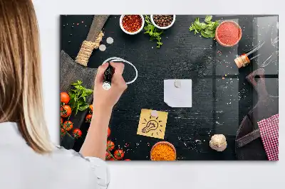 Magnetisch glazen planbord voor aan de muur bedrukt keukenaccessoire