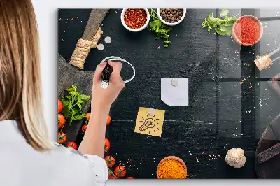 Magnetisch glazen planbord voor aan de muur bedrukt keukenaccessoire
