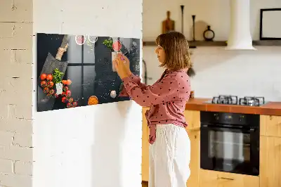 Magnetisch glazen planbord voor aan de muur bedrukt keukenaccessoire