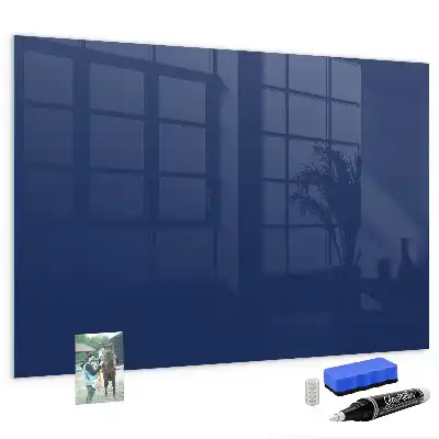 Glazen memobord met print inclusief neodymium magneten blauw