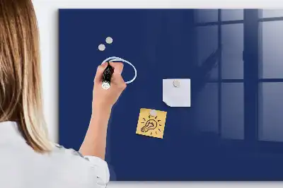 Glazen memobord met print inclusief neodymium magneten blauw