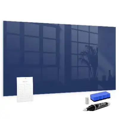 Glazen memobord met print inclusief neodymium magneten blauw