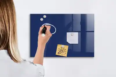 Glazen memobord met print inclusief neodymium magneten blauw