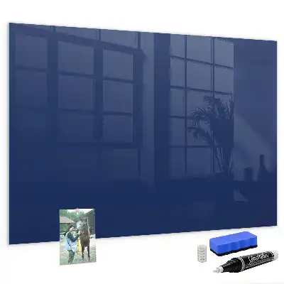 Glazen memobord met print inclusief neodymium magneten blauw