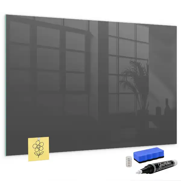 Glazen memobord met print inclusief neodymium magneten grijs