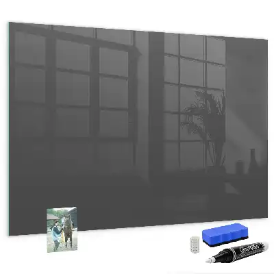 Glazen memobord met print inclusief neodymium magneten grijs