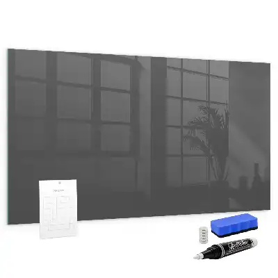 Glazen memobord met print inclusief neodymium magneten grijs