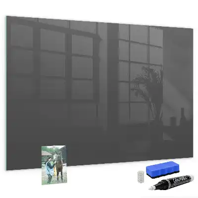 Glazen memobord met print inclusief neodymium magneten grijs