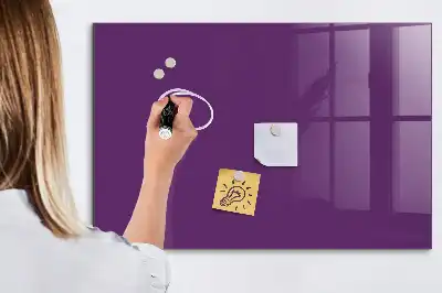 Magnetisch planbord van bedrukt glas voor aan de muur in de kleur paars