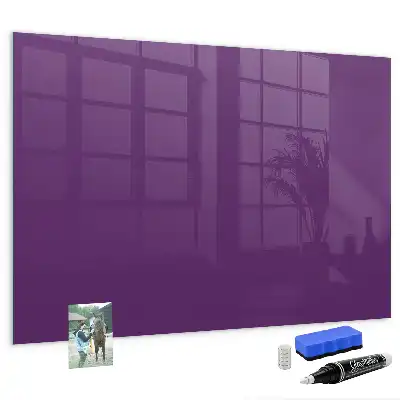 Magnetisch planbord van bedrukt glas voor aan de muur in de kleur paars