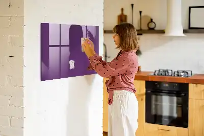 Magnetisch planbord van bedrukt glas voor aan de muur in de kleur paars