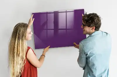 Magnetisch planbord van bedrukt glas voor aan de muur in de kleur paars