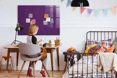 Magnetisch planbord van bedrukt glas voor aan de muur in de kleur paars