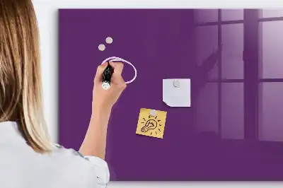 Magnetisch planbord van bedrukt glas voor aan de muur in de kleur paars