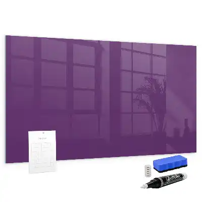 Magnetisch planbord van bedrukt glas voor aan de muur in de kleur paars