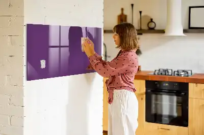 Magnetisch planbord van bedrukt glas voor aan de muur in de kleur paars