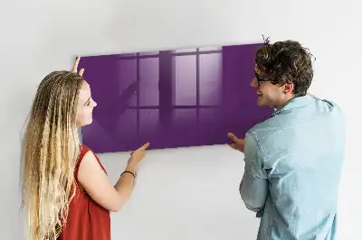 Magnetisch planbord van bedrukt glas voor aan de muur in de kleur paars