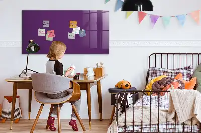 Magnetisch planbord van bedrukt glas voor aan de muur in de kleur paars