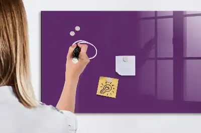 Magnetisch planbord van bedrukt glas voor aan de muur in de kleur paars