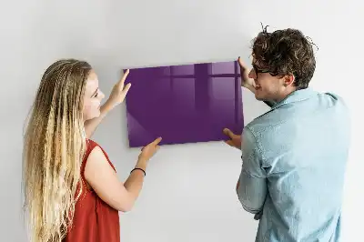 Magnetisch planbord van bedrukt glas voor aan de muur in de kleur paars