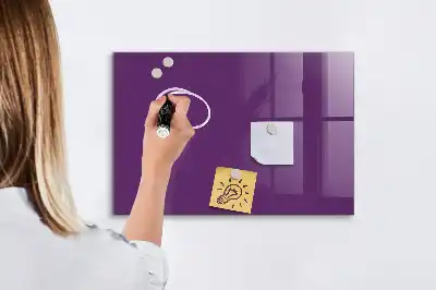 Magnetisch planbord van bedrukt glas voor aan de muur in de kleur paars