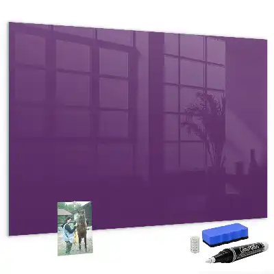 Magnetisch planbord van bedrukt glas voor aan de muur in de kleur paars
