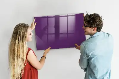 Magnetisch planbord van bedrukt glas voor aan de muur in de kleur paars