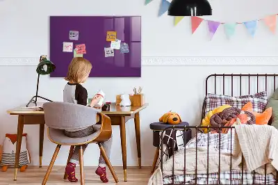 Magnetisch planbord van bedrukt glas voor aan de muur in de kleur paars