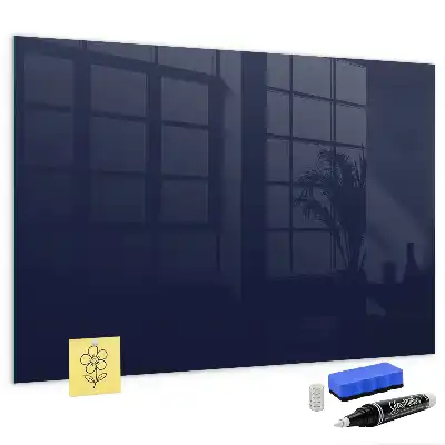 Glazen memobord met print inclusief neodymium magneten donker marineblauw