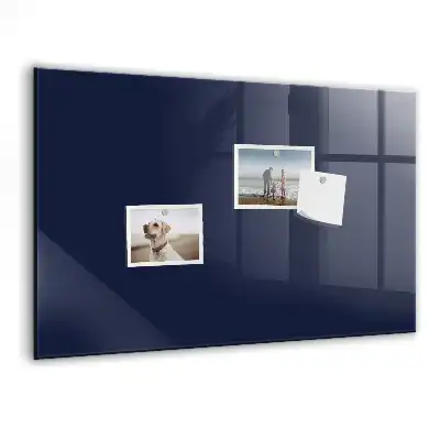 Glazen memobord met print inclusief neodymium magneten donker marineblauw
