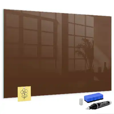 Glazen memobord met print inclusief neodymium magneten bruin