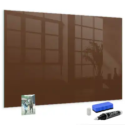 Glazen memobord met print inclusief neodymium magneten bruin