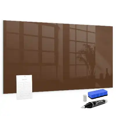 Glazen memobord met print inclusief neodymium magneten bruin