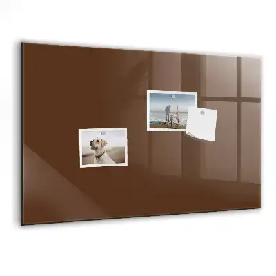 Glazen memobord met print inclusief neodymium magneten bruin