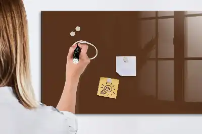 Glazen memobord met print inclusief neodymium magneten bruin