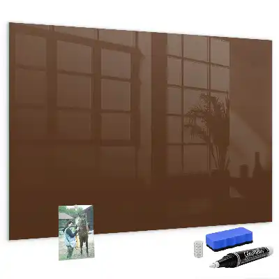 Glazen memobord met print inclusief neodymium magneten bruin