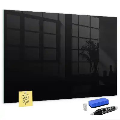 Magnetisch planbord voor de muur van bedrukt glas in het zwart