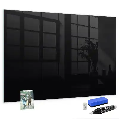 Magnetisch planbord voor de muur van bedrukt glas in het zwart