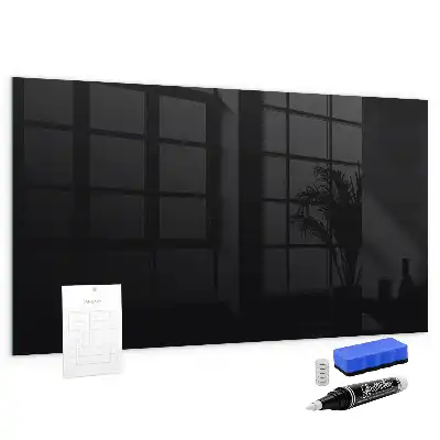 Magnetisch planbord voor de muur van bedrukt glas in het zwart