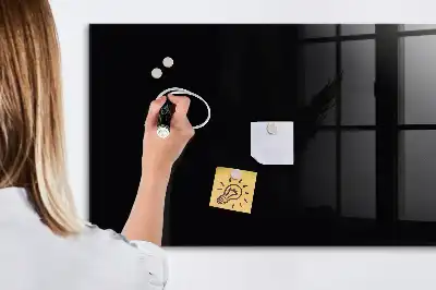 Magnetisch planbord voor de muur van bedrukt glas in het zwart